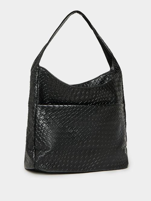 black textured shoulder bag with pockets - 21971495 -  Standard Image - 0
