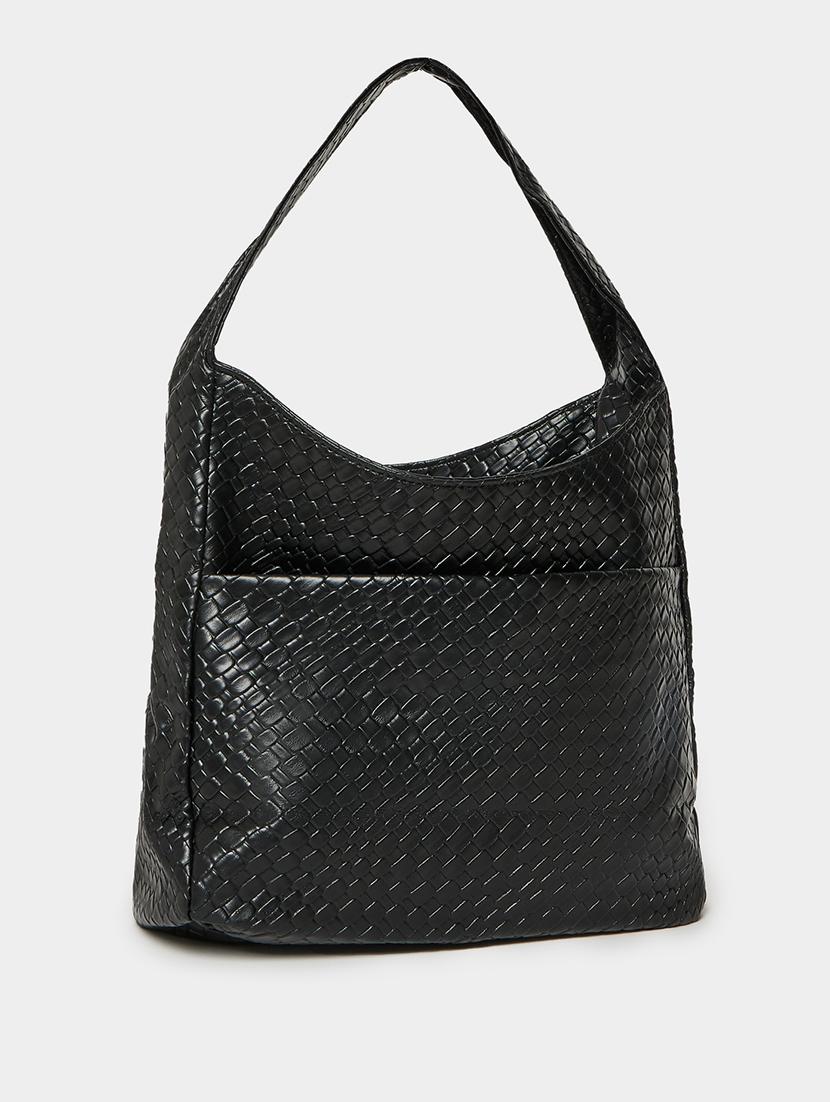 black textured shoulder bag with pockets - 21971495 -  Zoom Image - 0