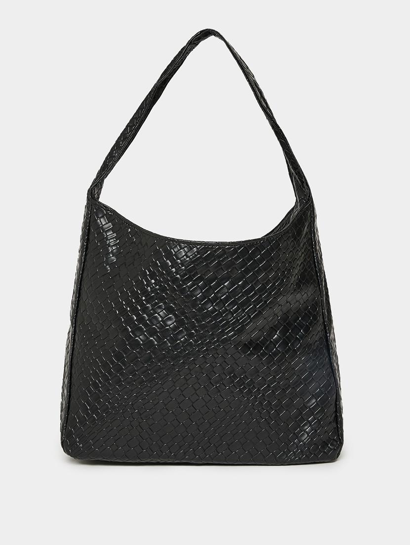 black textured shoulder bag with pockets - 21971495 - Standard Image - 4