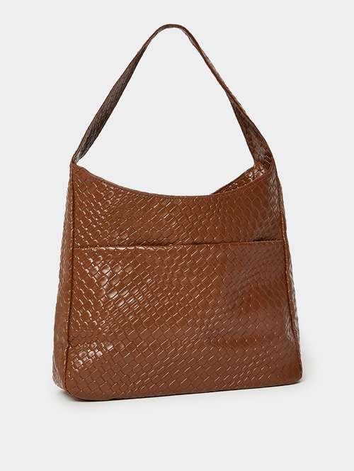 brown woven textured shoulder bag handbag - 21971496 -  Standard Image - 0