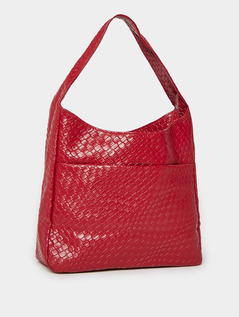 red woven textured pu shoulder bag - 21971497 -  Zoom Image - 0