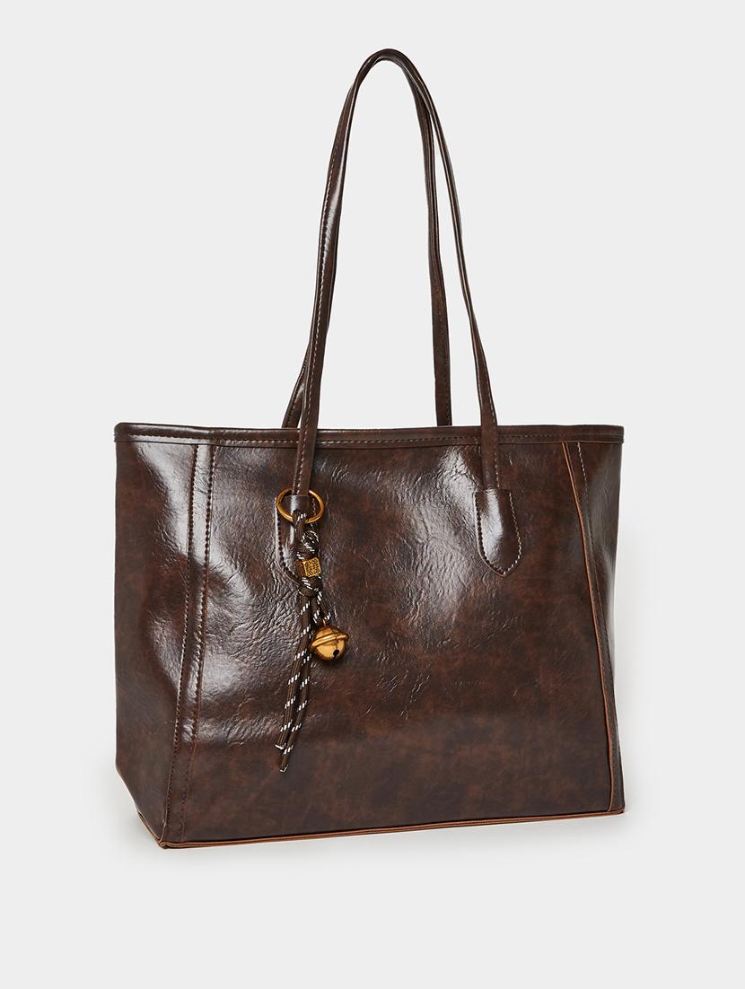 brown pu bell tassel detail handbag - 21971501 -  Standard Image - 1