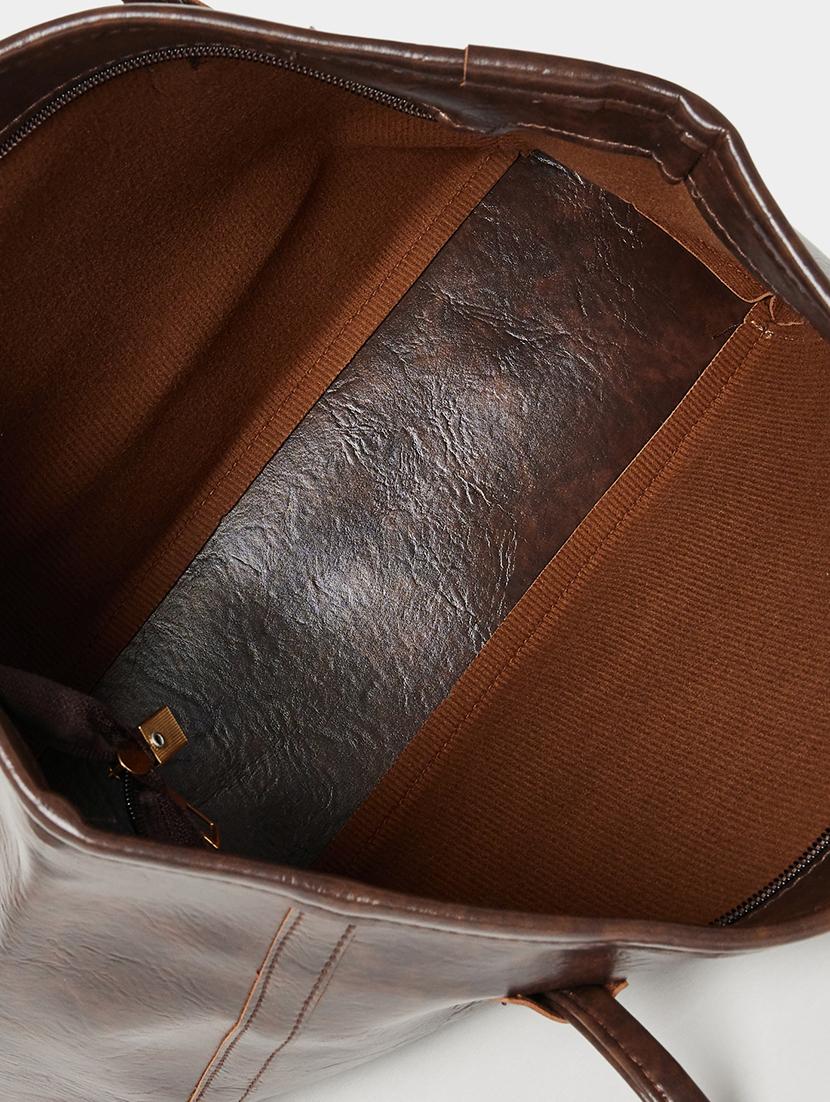 brown pu bell tassel detail handbag - 21971501 - Standard Image - 4
