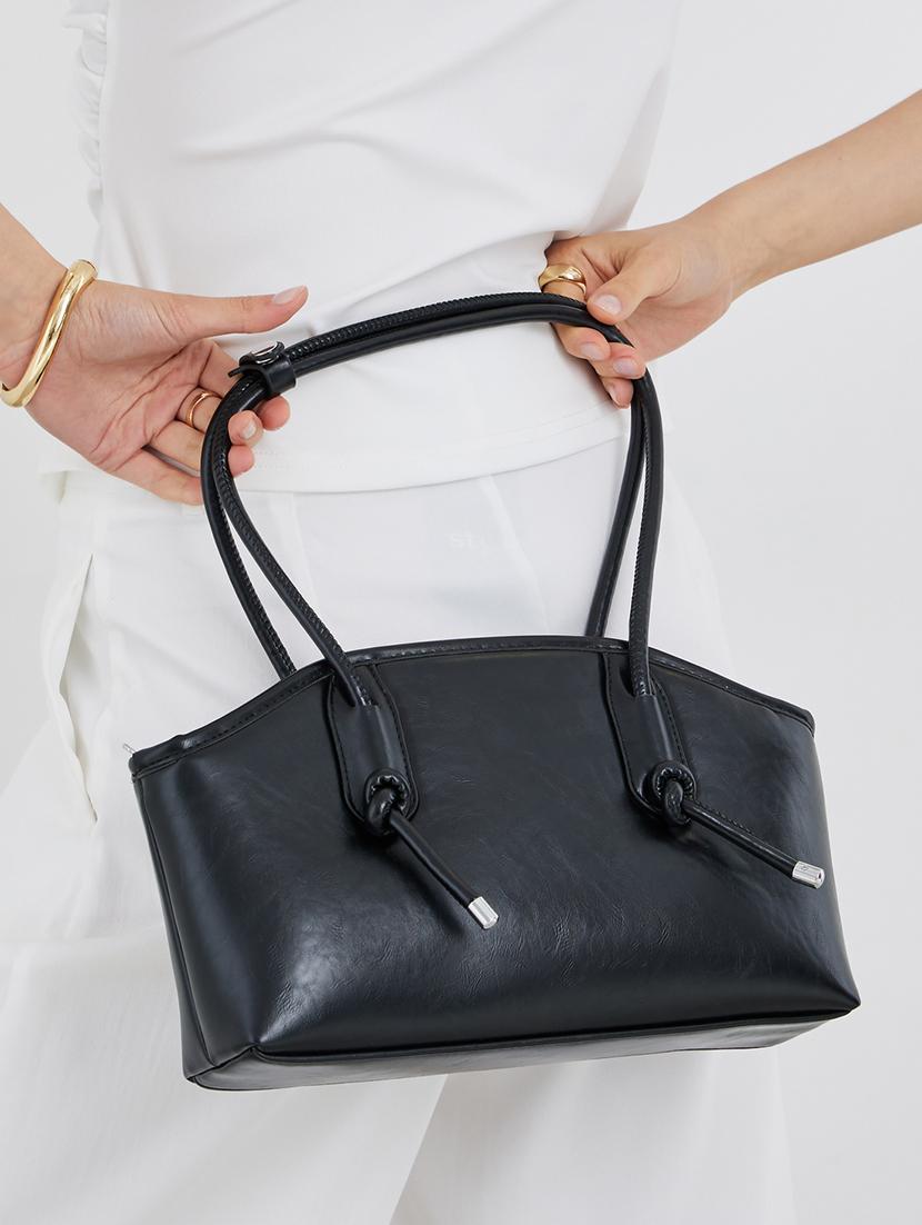 solids black shoulder bag with knots - 21971503 - Standard Image - 1