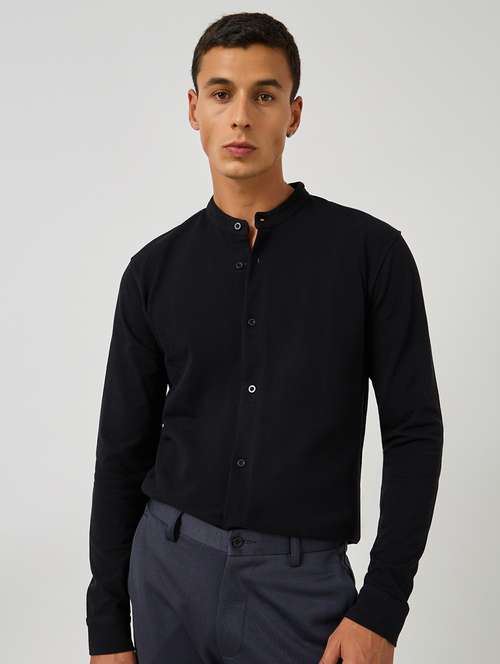men solid long sleeve regular fit casual shirt - 21971530 - Standard Image - 0