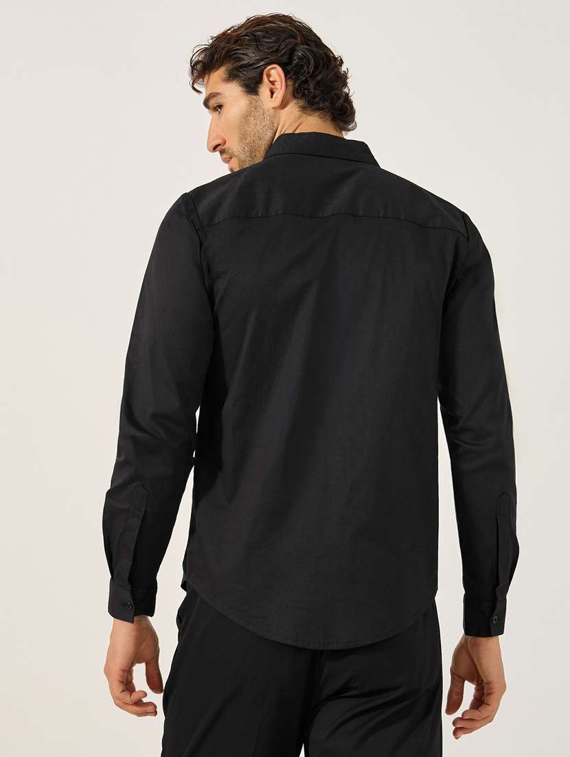 men solid long sleeve slim fit casual shirt - 21971540 -  Standard Image - 1