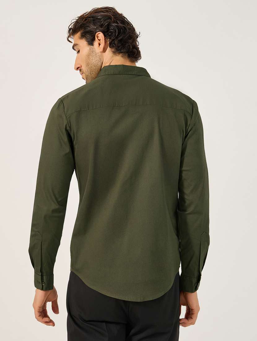 men solid long sleeve slim fit casual shirt - 21971542 -  Standard Image - 1