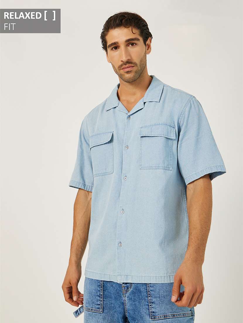 men paisley printed short sleeve loose fit casual shirt