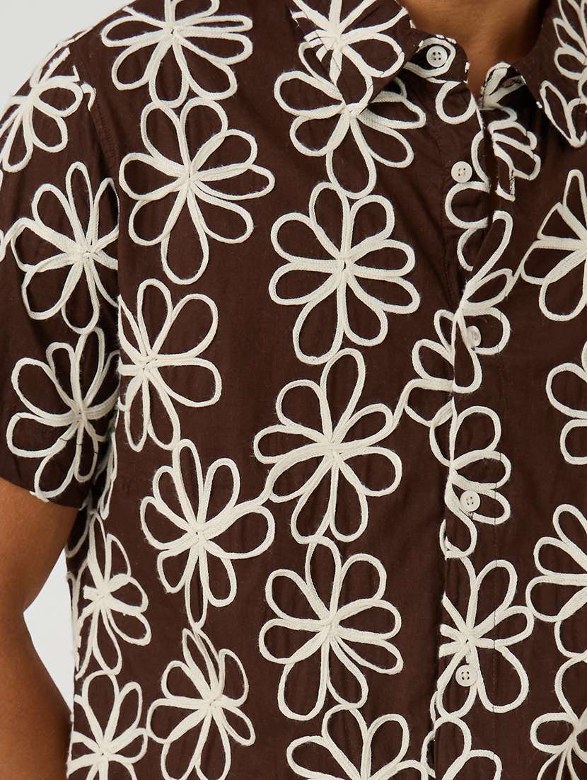 men textured short sleeve regular fit casual shirt - 21971547 -  Standard Image - 4