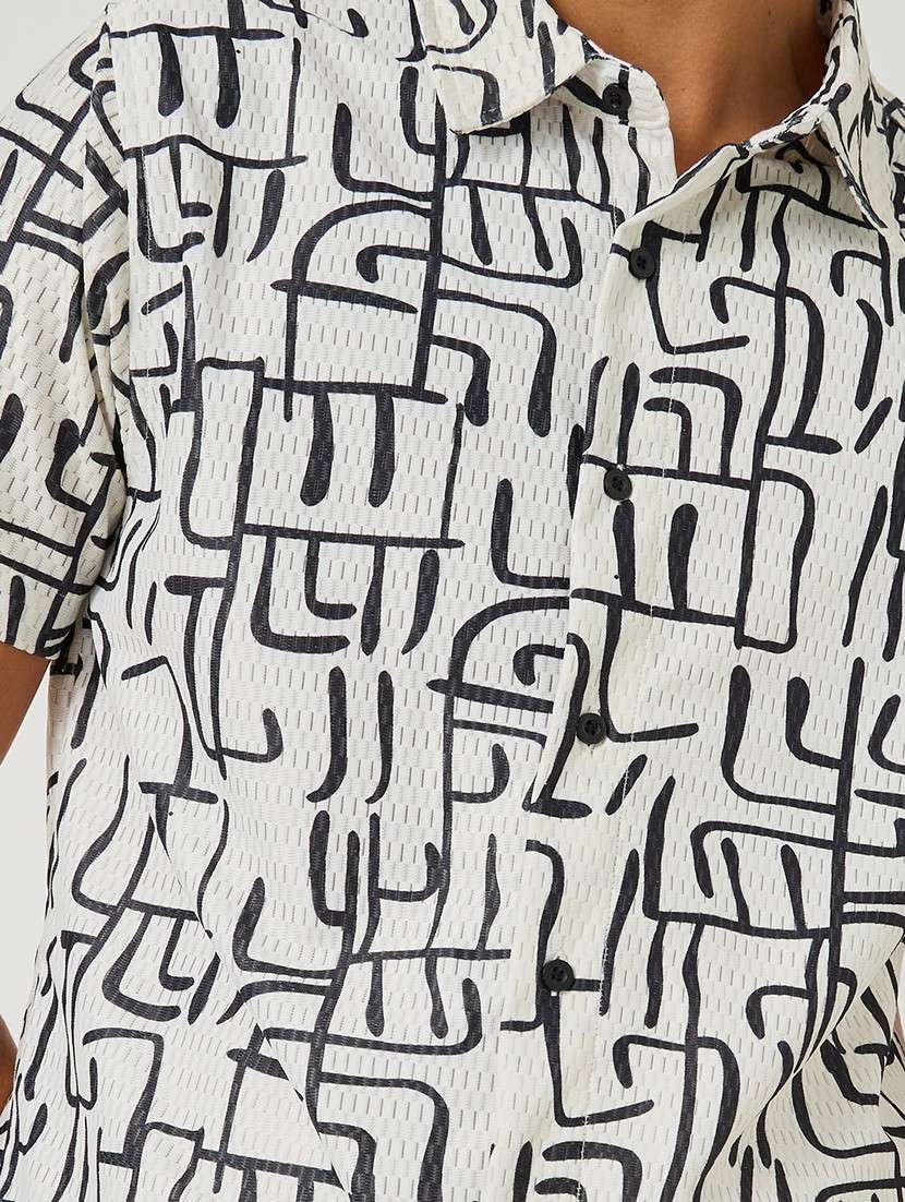 men printed short sleeve regular fit casual shirt - 21971549 -  Standard Image - 4