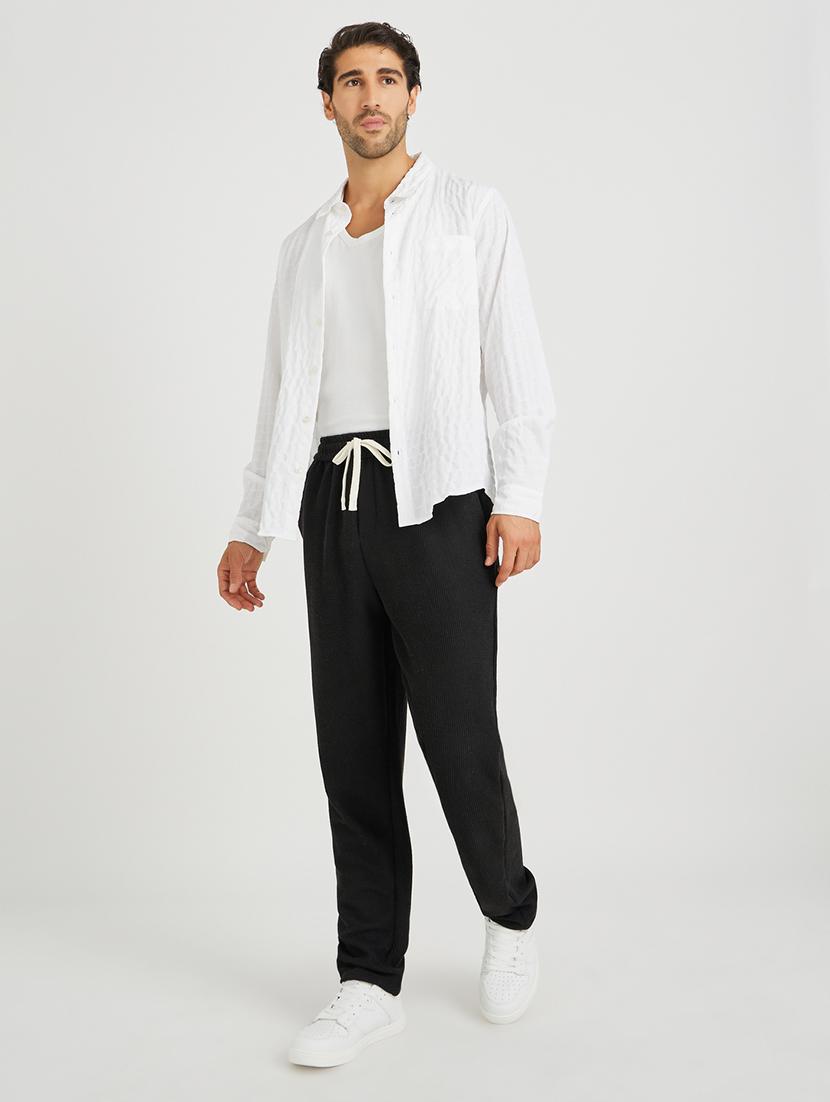 men textured long sleeve regular fit casual shirt - 21971551 - Standard Image - 4