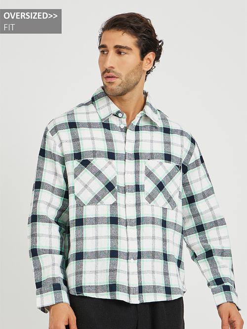 men checkered long sleeve oversized casual shirt - 21971552 - Standard Image - 0