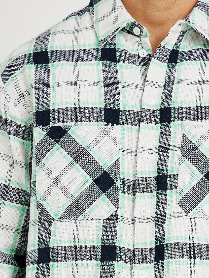 men checkered long sleeve oversized casual shirt - 21971552 - Standard Image - 4