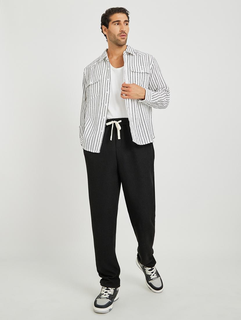men striped long sleeve loose fit casual shirt - 21971553 - Standard Image - 4