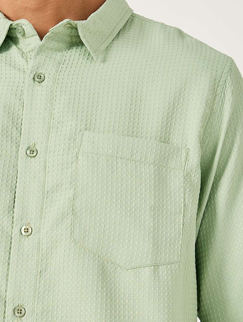 men textured long sleeve regular fit casual shirt - 21971554 -  Standard Image - 4