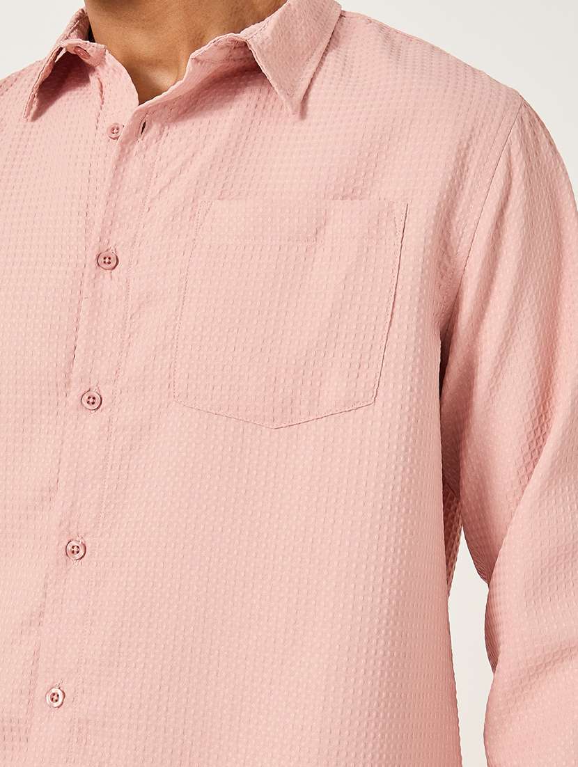 men textured long sleeve regular fit casual shirt - 21971555 -  Standard Image - 4