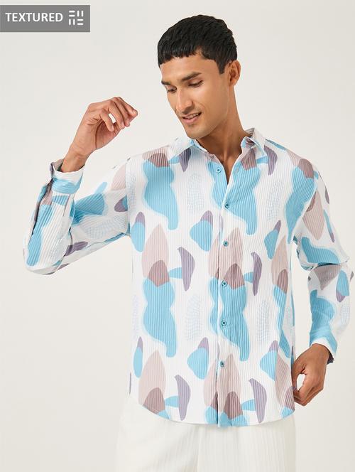 men textured long sleeve regular fit casual shirt - 21971556 - Standard Image - 0