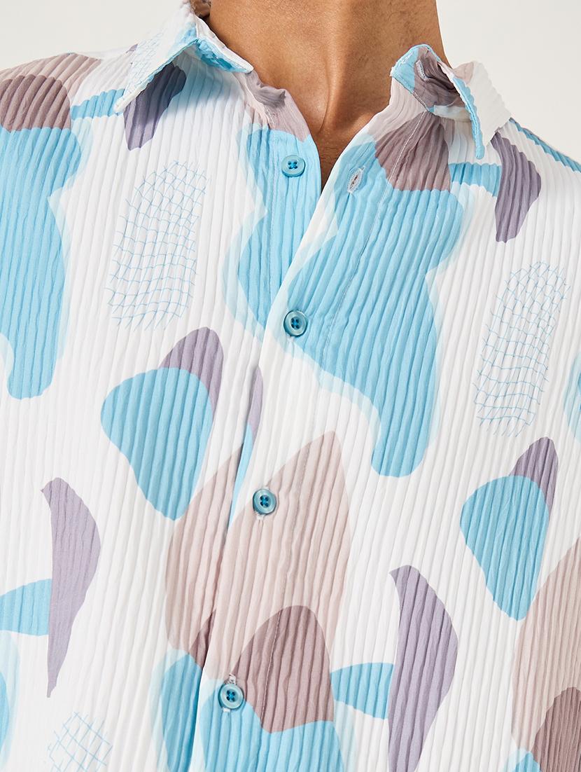 men textured long sleeve regular fit casual shirt - 21971556 - Standard Image - 4