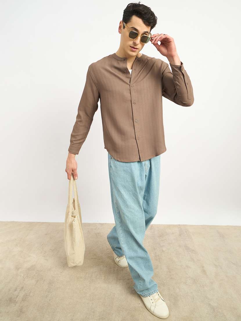 men self design long sleeve loose fit casual shirt - 21971558 -  Standard Image - 4