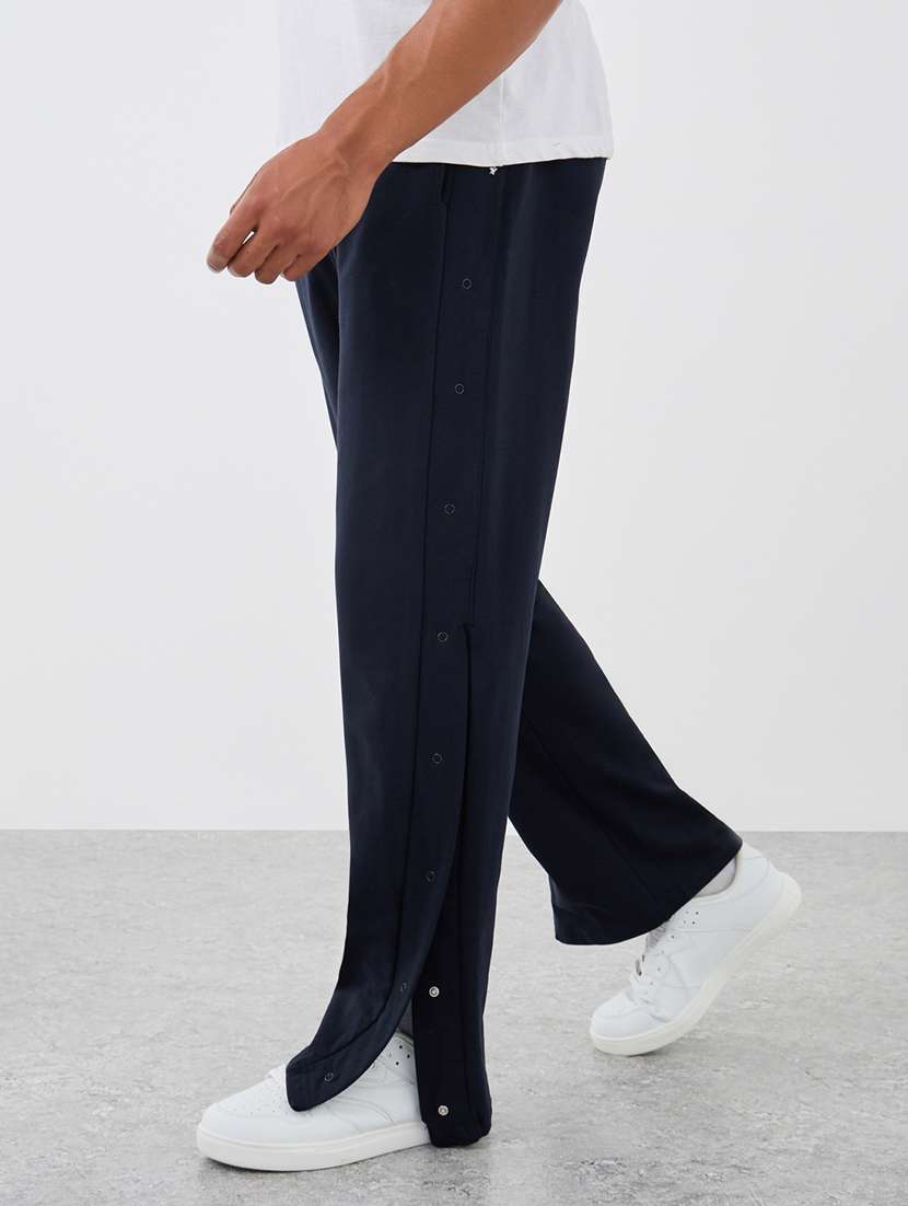 men navy blue solid relaxed fit full length track pant - 21971576 - Zoom Image - 0