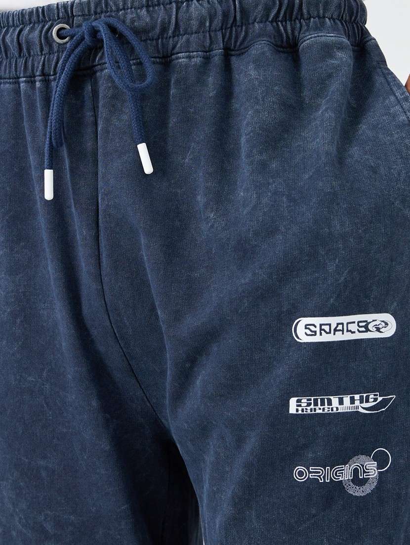 men navy blue placement print relaxed fit jogger - 21971577 -  Standard Image - 4