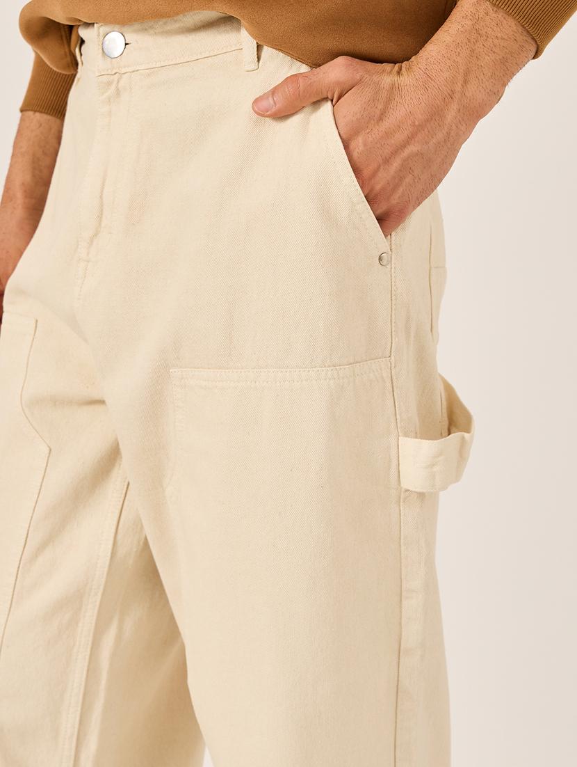 men cream solid mid rise relaxed fit jeans - 21971593 - Standard Image - 4