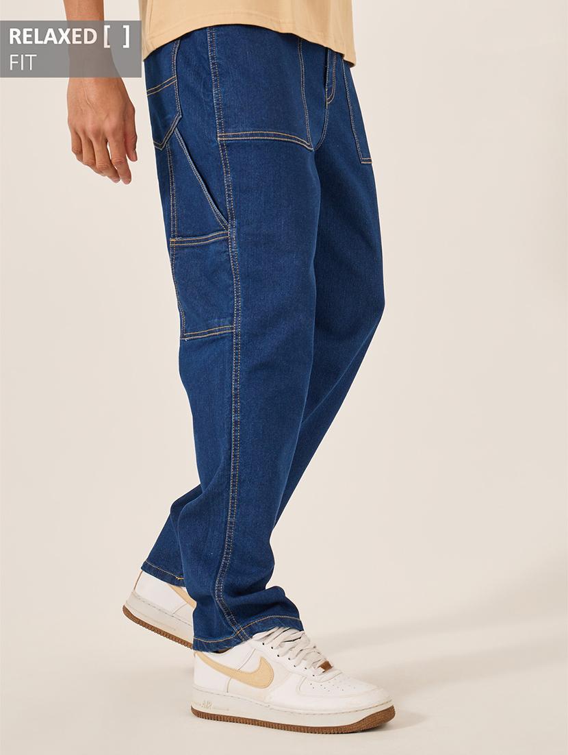 men plain mid rise full length jeans