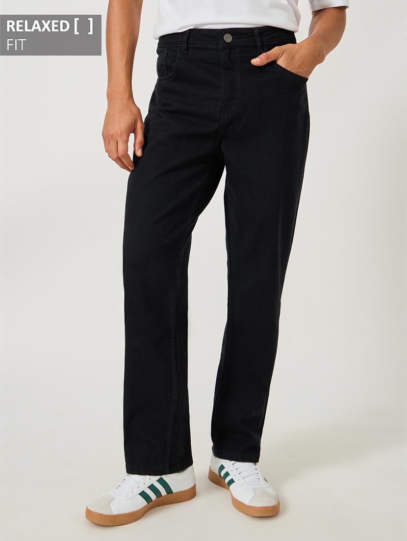 men plain mid rise full length jeans