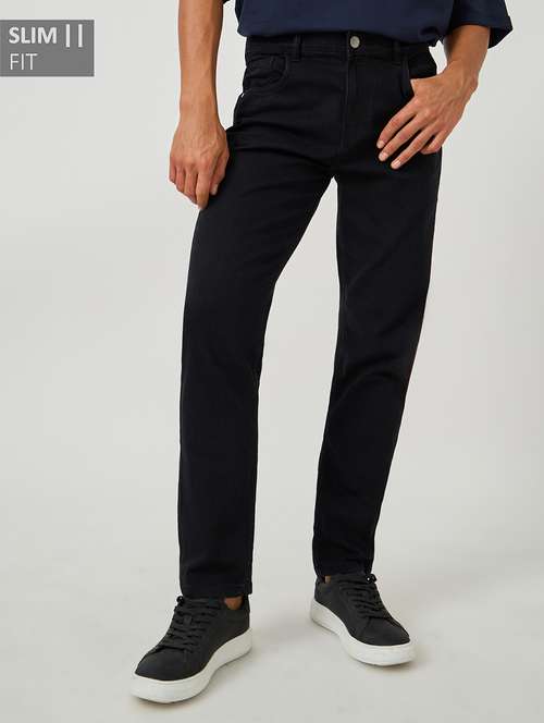 men plain mid rise full length jeans - 21971616 - Standard Image - 0