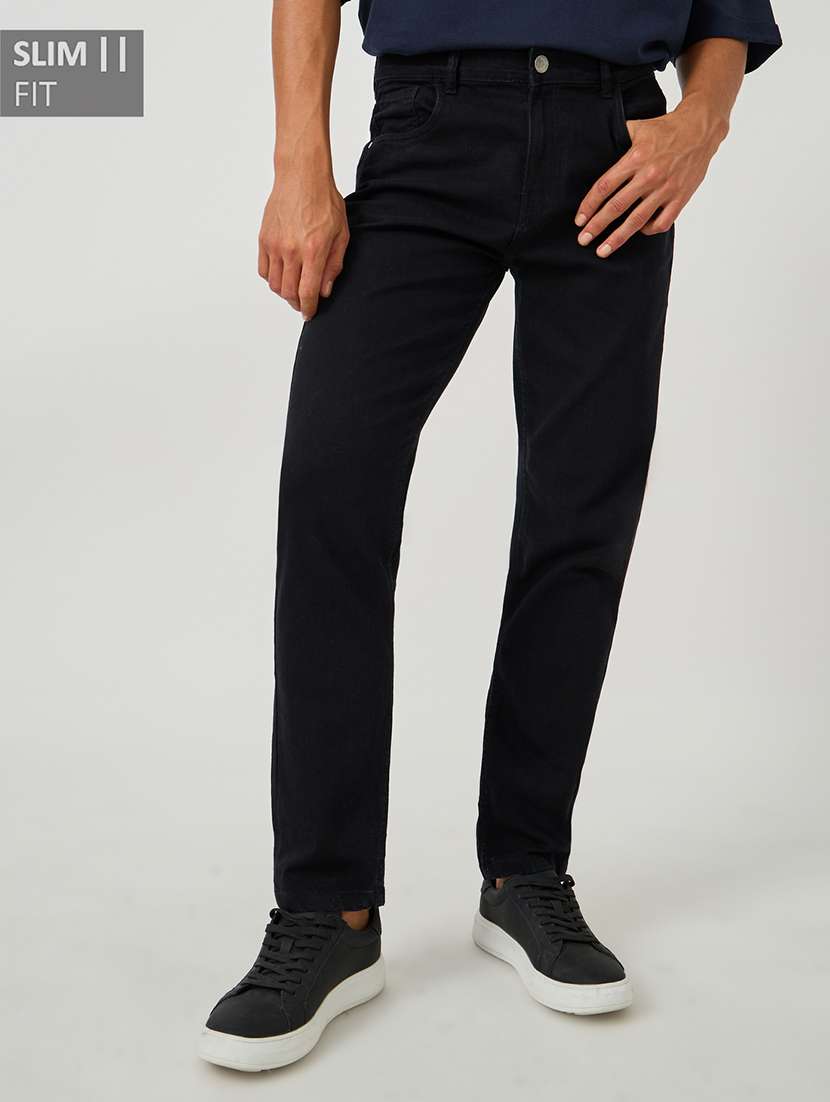 men plain mid rise full length jeans - 21971616 - Zoom Image - 0