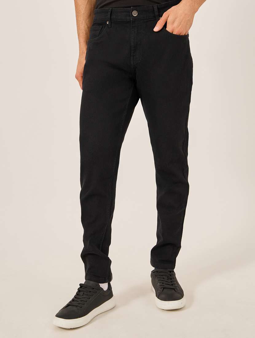 men plain mid rise slim fit jeans - 21971621 - Standard Image - 1