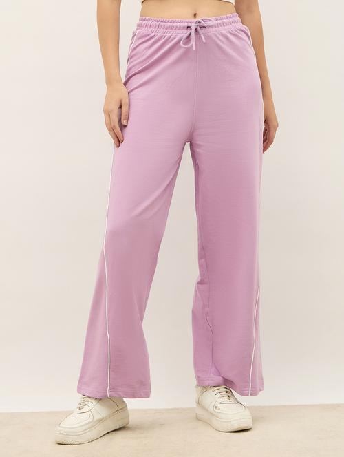 women solid high rise track pant - 21971641 - Standard Image - 0