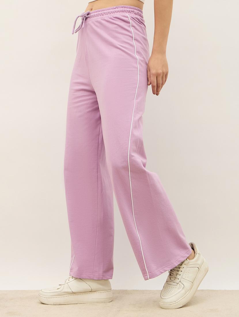 women solid high rise track pant - 21971641 - Standard Image - 1