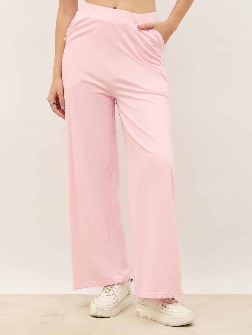 women pink solid high rise track pant - 21971643 - Zoom Image - 0