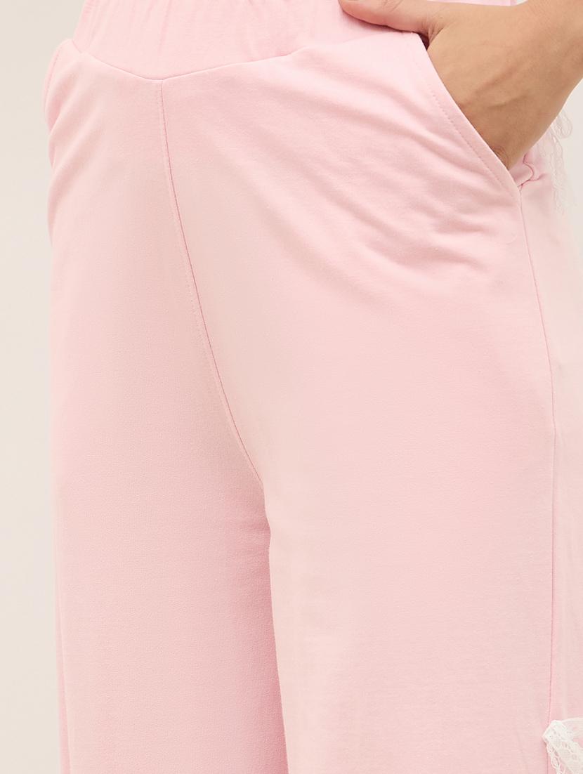 women pink solid high rise track pant - 21971643 - Standard Image - 4