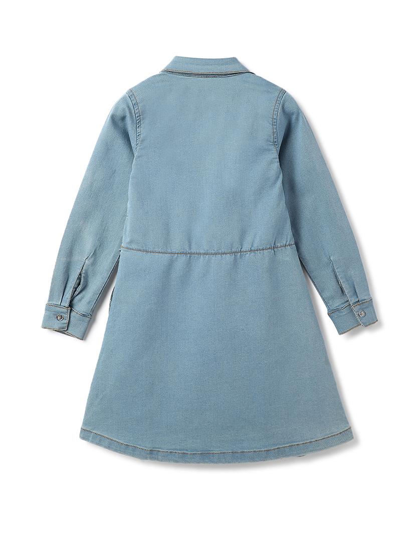 girls solid collared denim wrap dress - 21971644 - Standard Image - 1