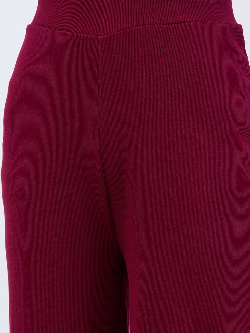 women solid high rise wide leg trouser - 21971645 - Standard Image - 4