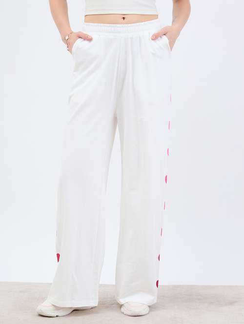 women white solid mid risr track pant - 21971652 - Standard Image - 0