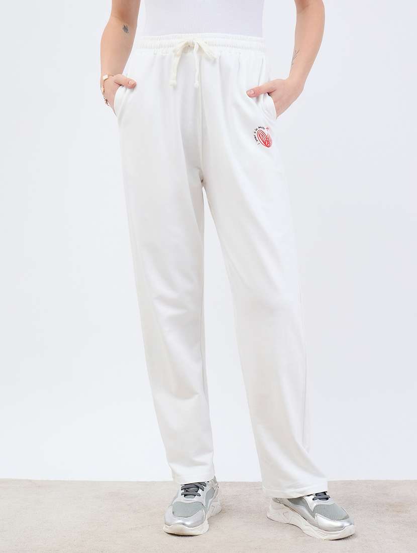 women solid mid rise relaxed fit track pant