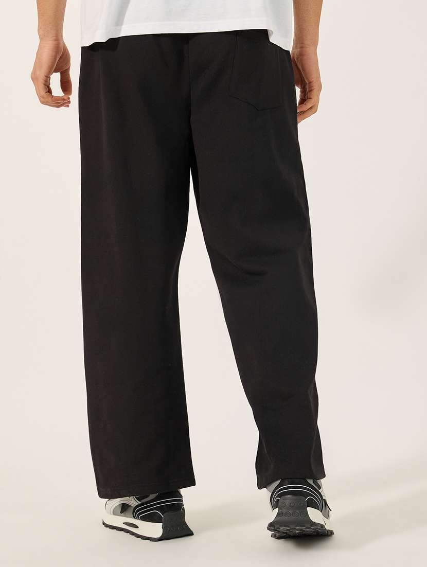 men solid mid rise loose fit full length track pant - 21971691 - Standard Image - 1