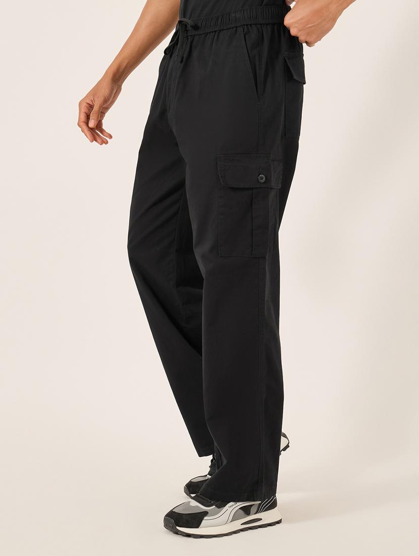 men solid mid rise loose fit cargo - 21971695 - Standard Image - 1
