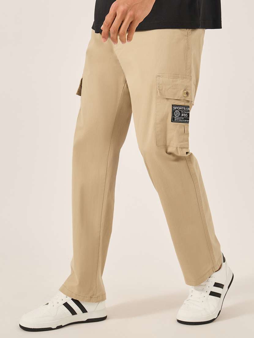 men solid mid rise relaxed fit cargo  - 21971697 -  Standard Image - 1