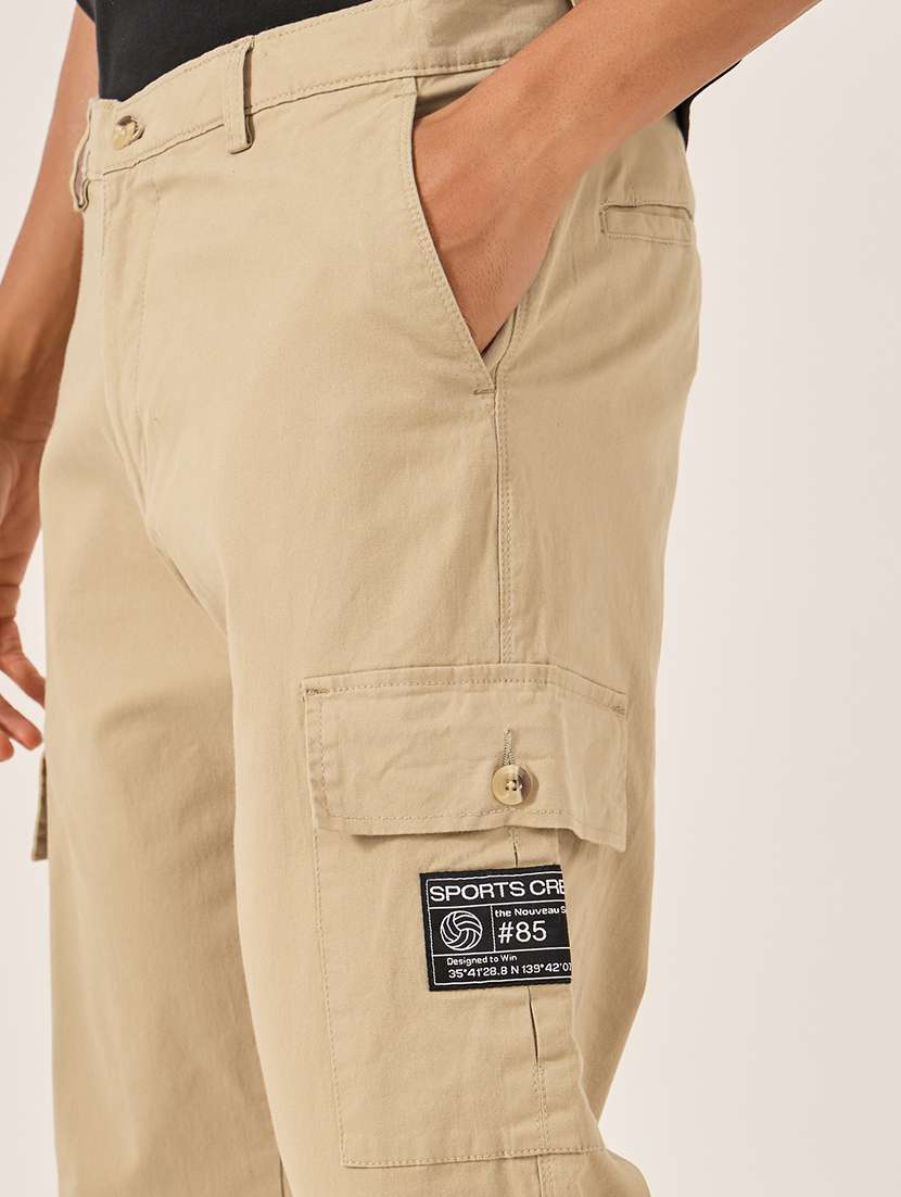 men solid mid rise relaxed fit cargo  - 21971697 -  Standard Image - 4