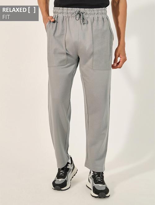 men grey solid relaxed fit track pant - 21971707 - Standard Image - 0