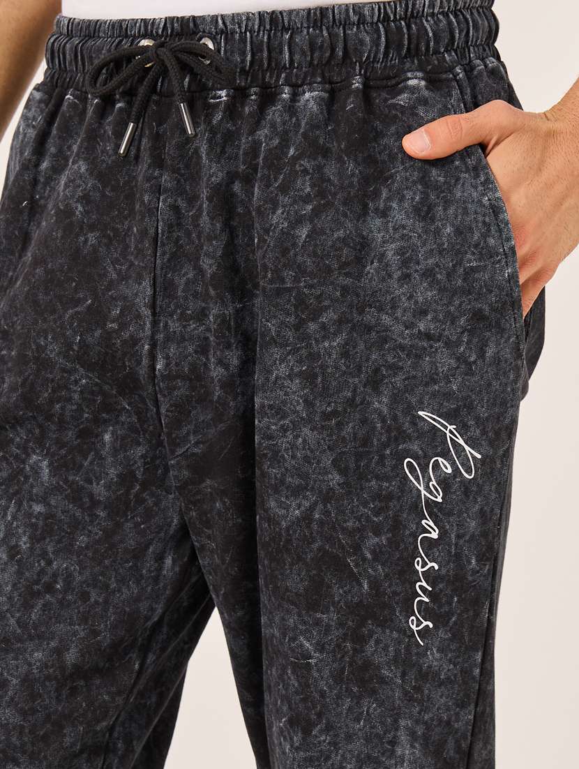 men black printed regular fit track pant - 21971712 - Standard Image - 4