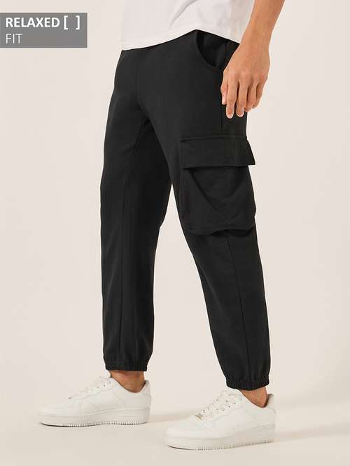 men solid mid rise relaxed fit cargo - 21971741 - Standard Image - 0