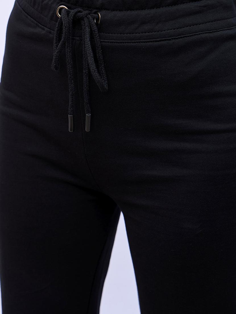 women black solidmid rise track pant - 21971781 - Standard Image - 4
