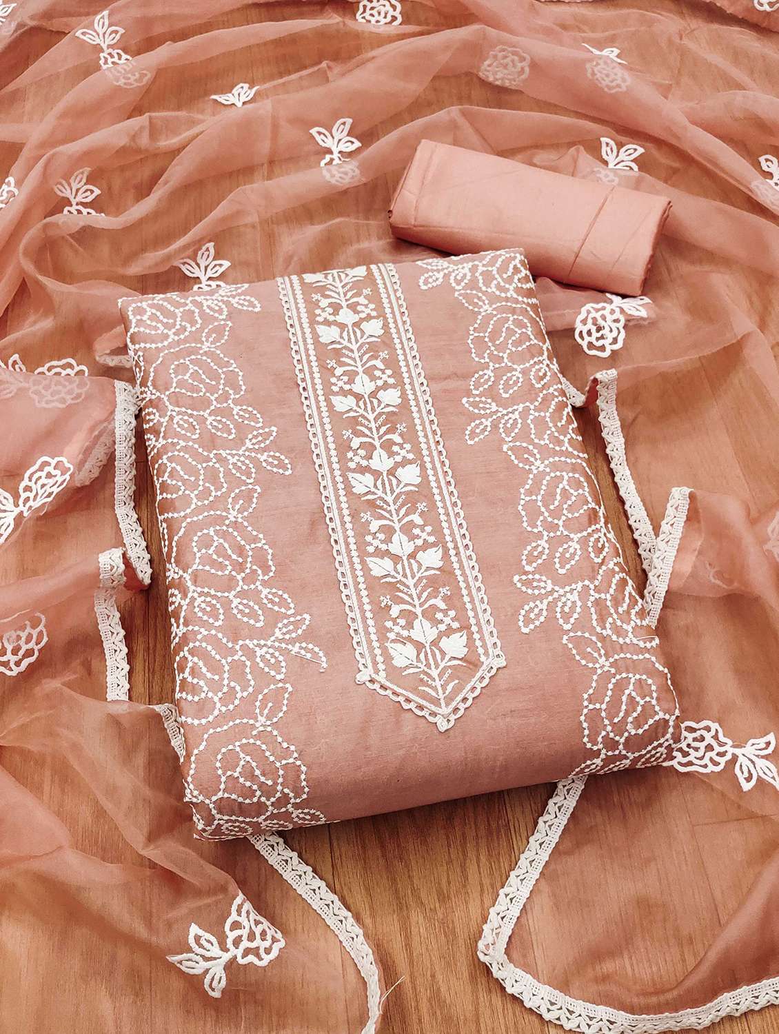 women embroidered unstitched suit set