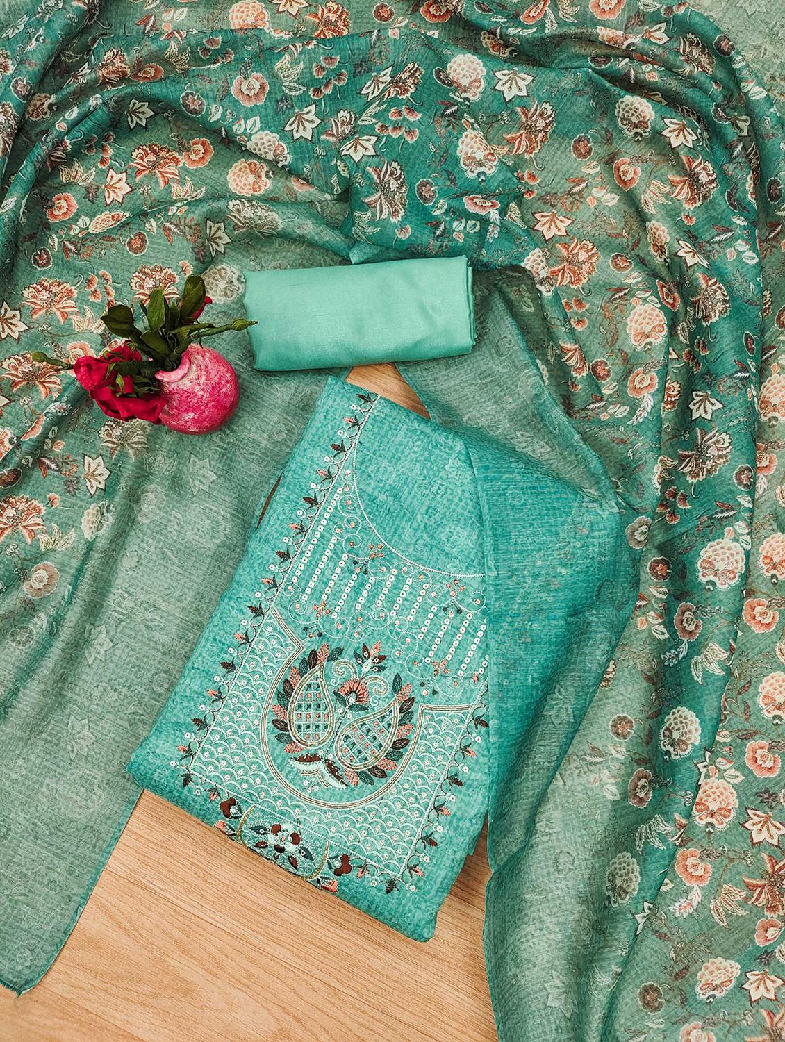 women embroidered unstitched suit set - 21971799 - Standard Image - 1
