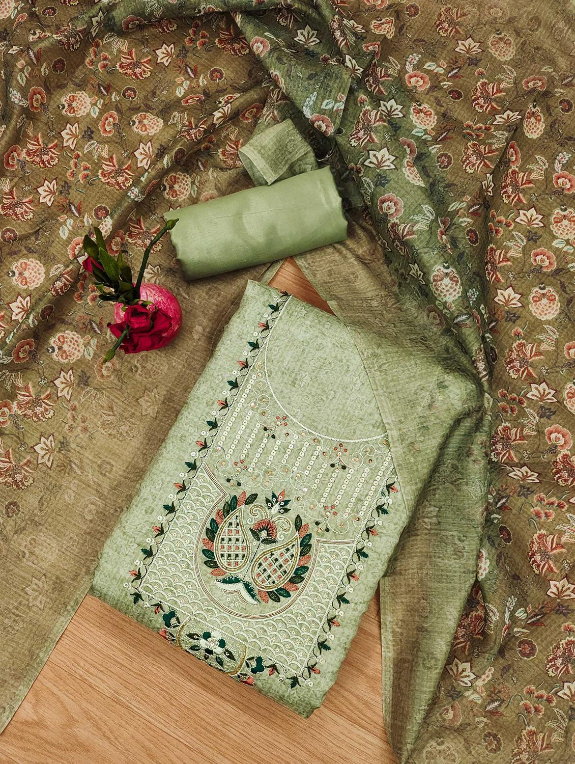 women embroidered unstitched suit set - 21971800 - Standard Image - 1